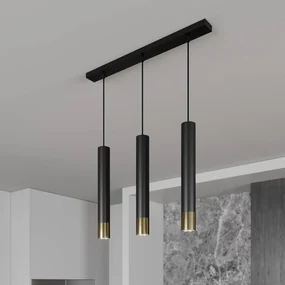 Luminex Lampada a sospensione Nest 3 luci lineare nero/oro