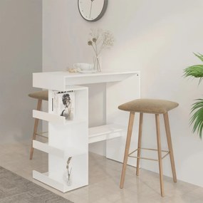 Tavolo Da Bar Con Ripiani Bianco 100x50x101,5 Cm İn Truciolato /