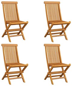 Sedie da giardino con cuscini blu 4 pz massello di teak