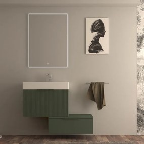 Mobile bagno con lavabo verde opaco per vasca centrale Modula