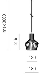 Sospensione Senza Rosone Flash Flip Flute Metallo Ottone