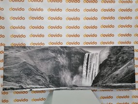 Stampa su tela – Cascata iconica in Islanda in bianco e nero