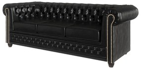 Divano letto nero in similpelle 203 cm York - Ropez