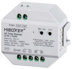 Dimmer da Pulsante Push e Telecomando TRIAC, 230Vac, 300W, RF Protocollo di Funzionamento Dimmer da Pulsante TRIAC AC RF