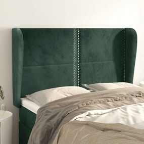Testiera Ad Orecchio Verde Scuro 147x23x118/128cm İn Velluto /