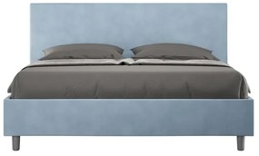 Letto contenitore da 160x200 in microfibra azzurro Adele