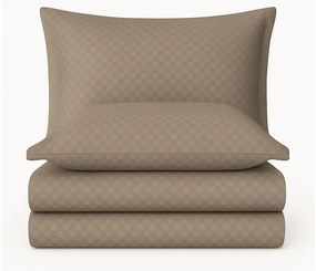 Set copripiumino e federa marrone in cotone renforcé per letto matrimoniale ed esteso 240x220 cm Checkered – Mila Home Luxury