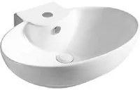 Lavabo sospeso e da appoggio in ceramica bianca dimensioni 60,5x45,4 H.18 cm