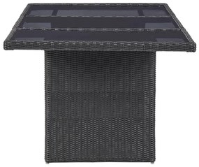 Set da Pranzo da Giardino 11 pz in Polyrattan Nero