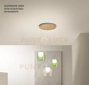 Sospensione santos 3 luci oro led 3000k 1590lm 26,5w d.11-14cm senz...