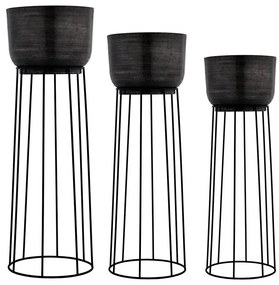 Eglo 428096 - SET 3x Vaso da fiori in metallo OKAYAMA nero