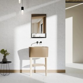 Mobile sottolavabo e lavabo Tina frassino naturale e terra L 50 x H 57 x P 41.5 cm 1 vasca