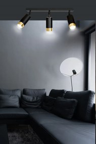 Lampadario da Soffitto in Acciaio HIRO 3 Nero Oro 3xGU10