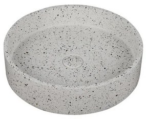 Kamalu - Lavabo da appoggio rotondo con finitura terrazzo stracciatella | KTERE-430STR