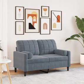 Divano A 2 Posti Con Cuscini Grigio Scuro 120 Cm İn Velluto /