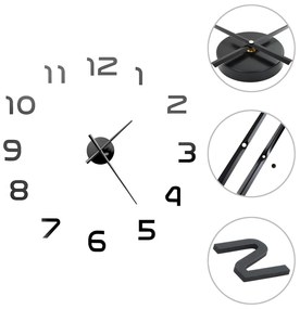 Orologio da Parete 3D in Stile Moderno 100cm XXL Nero