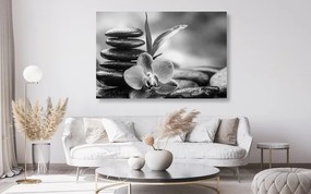 Stampa su tela – Composizione Zen meditativa in bianco e nero