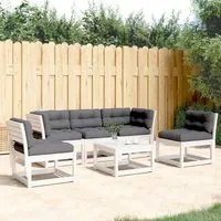 Set Divani Giardino 5pz con Cuscini Bianco Legno Massello Pinocod mxl 112216