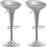 Set 2 Sgabelli Cucina Regolabile Acciaio e ABS Sgabello Girevole Silver Casa Bar