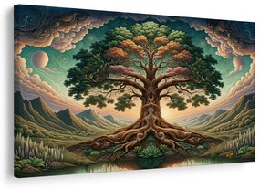 Quadro su tela – Maestoso albero della vita tra le montagne