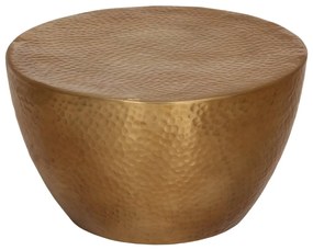 Tavolino Da Salotto İn Alluminio Martellato Ø 50x30 Cm Ottone /