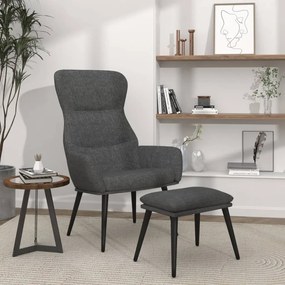 Poltrona Relax Con Poggiapiedi Grigio Scuro İn Tessuto /