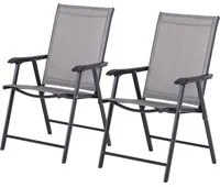 EasyComfort Set 2 Sedie Pieghevoli da Esterni in Acciaio e Texteline Per Giardino Veranda Terrazzo, Grigio, 58 x 64 x 94cm