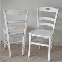 Set 2 sedie legno shabby bianco consumato seduta legno 43x46x89 - Mobili 2G