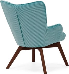 Poltrona turchese con rivestimento in velluto a coste Niko – Ropez