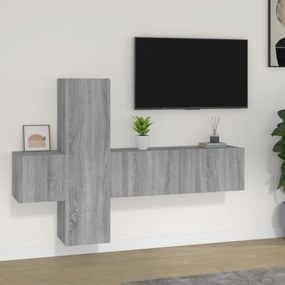 Set Mobili Porta TV 3 pz Grigio Sonoma in Legno Multistrato