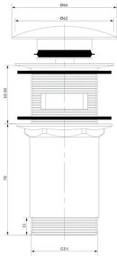 OMNIRES A706BM - Scarico del lavandino CLICK-CLACK diametro 6,6 cm bianco opaco