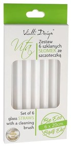 Set di 6 cannucce in vetro bianco per bere, lunghezza 20 cm - Vialli Design