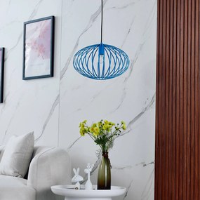 Lampada a sospensione Lindby Maivi, blu, 40 cm, ferro, gabbia