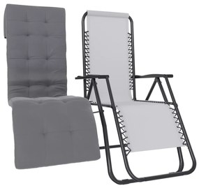 Poltrona Sedia Sdraio Relax Reclinabile Gravità 0 Con Cuscino Trapuntato Imbottito Design Ergonomico Richiudibile Salvaspazio In Acciaio Tubolare Doppio Spessore Portata Max 120 Kg (Bianco)