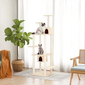 Albero per gatti con tiragraffi in sisal crema 176 cm