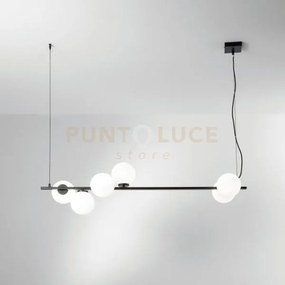 Lampadario a sospensione enoire nera 6 luci attacco e14 120x12x150c...