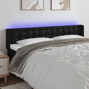 Testiera A Led Nera 183x16x78/88 Cm İn Similpelle /