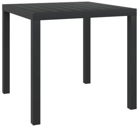 Tavolo da Giardino Nero 80x80x74 cm in Alluminio e WPC
