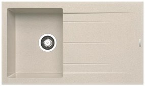 Lavello integrato 1 vasca con gocciolatoio a destra DELINIA Alazia granito L 50 x L 86 cm beige