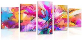 Quadri 5 pezzi – Fiori colorati astratti