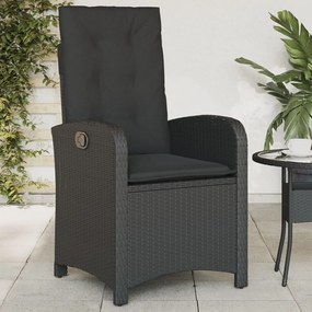 Sedie da giardino reclinabili 2 pz con cuscini nero polyrattan