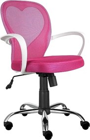 Sedia da ufficio Daisy in tessuto rosa/bianco – 60x47x98 cm