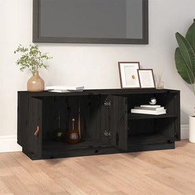 Mobile porta tv nero 105x34x40 cm in legno massello di pino