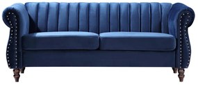 Divano Chesterfield 3 posti in Velluto Blu reale - TRUMBO