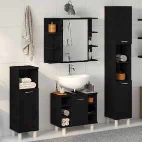 Set di mobili da bagno  4 pezzi quercia nera legno ingegnerizzato