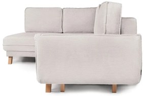 Divano angolare beige allungabile (con penisola a sinistra) con rivestimento in velluto a coste Tori – Bonami Selection