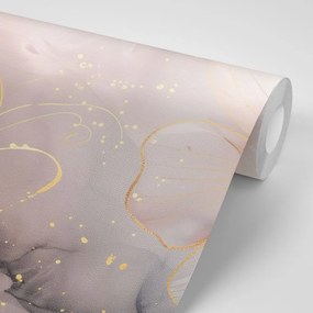 Carta da parati – Fiori eleganti con tocco rosa-oro
