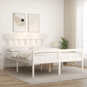 Letto per Anziani con Testiera Bianco 160x200 cm Legno Massello