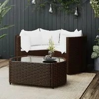 Set Mobili da Giardino 4 pz con Cuscini in Polyrattan Marrone 319760