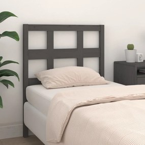 Testiera Letto Grigia 80,5x4x100 Cm İn Legno Massello Di Pino /